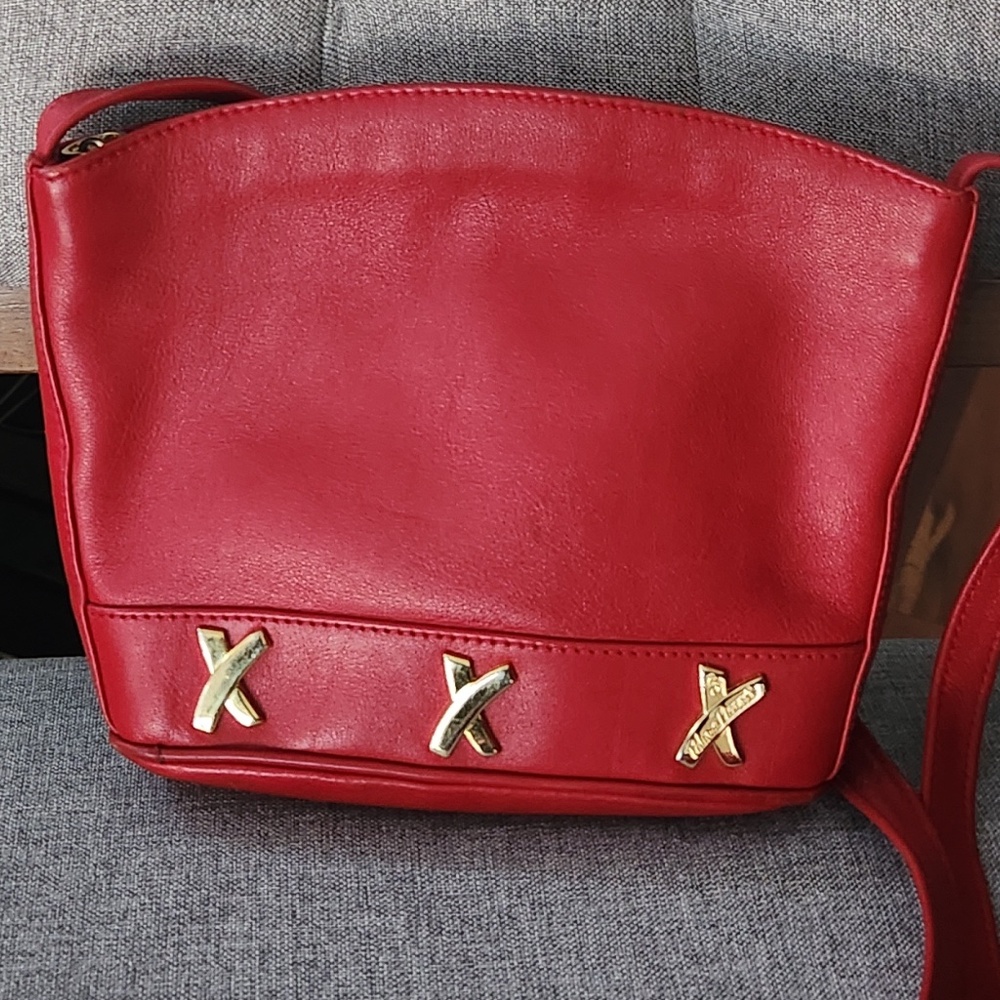 VTG Paloma Picasso Red Leather Shoulder / Crossbody Handbag 1990s Excellent Cond